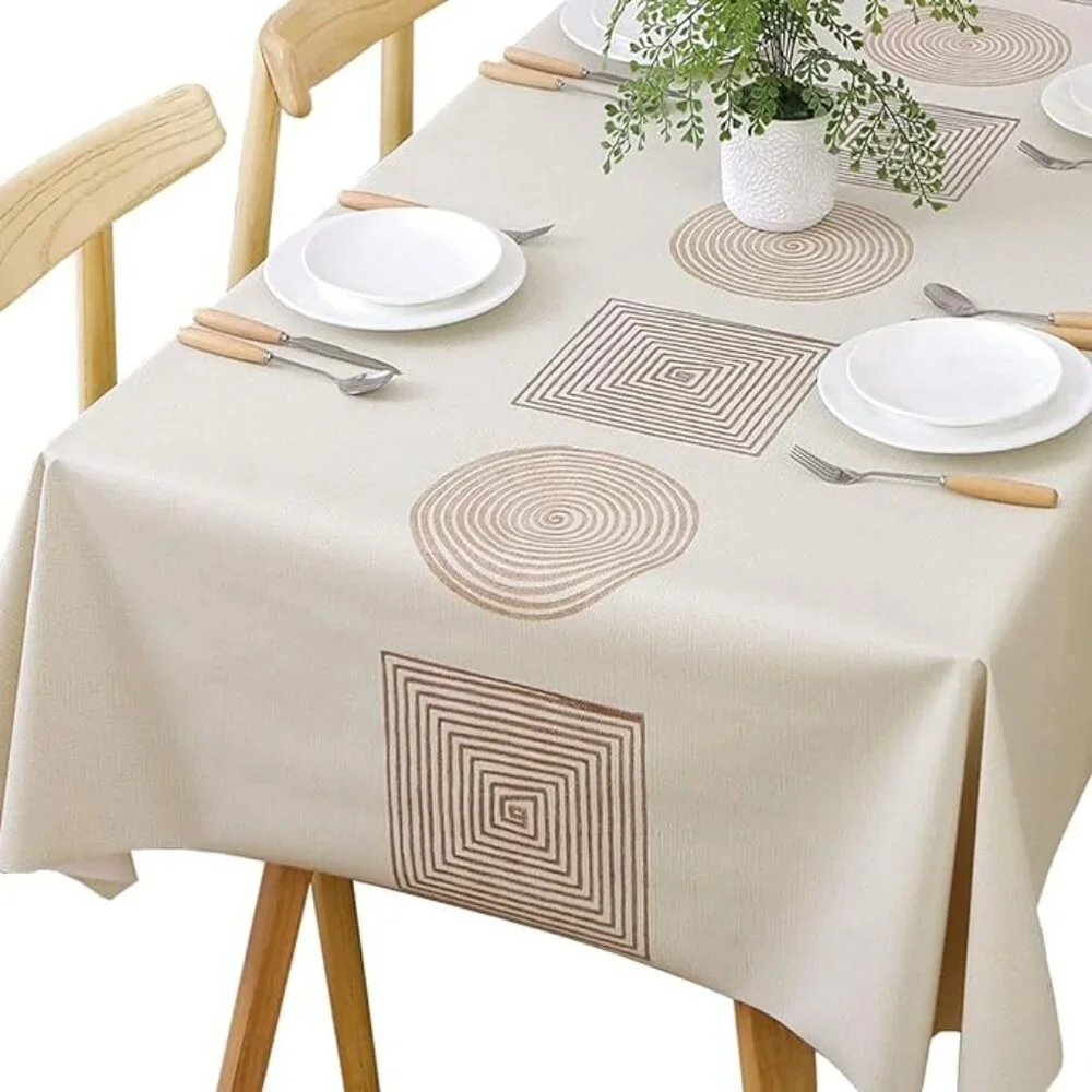 TruDelve Vinyl Tablecloth 54x108 Waterproof Geometric PVC Rectangle NIP